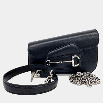 Pre Owned Gucci Black Leather Horsebit 1955 Shoulder Bag