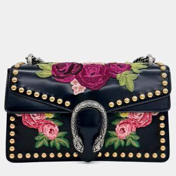 Gucci Black Leather Dionysus Chain Shoulder Bag