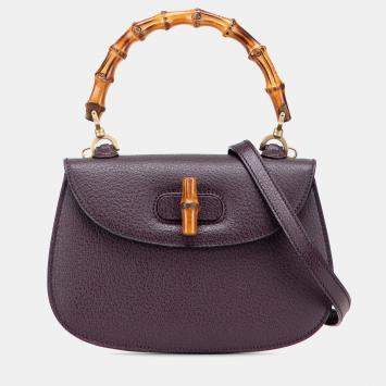 Gucci Purple Calfskin Bamboo Night