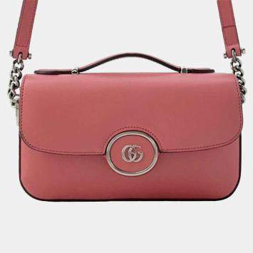 Pre Owned Gucci Pink Mini Leather Petite GG Satchel