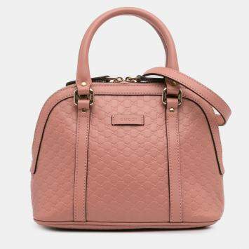 Pre Owned Gucci Microguccissima Mini Pink Leather Dome Top Handle Bag
