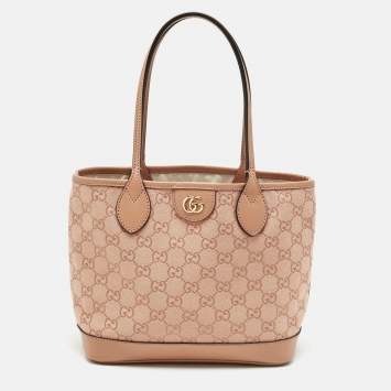 Pre Owned Gucci Pink GG Canvas Small Ophidia Tote