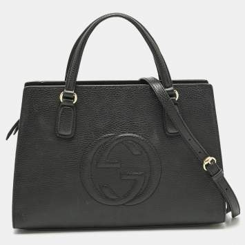 Pre Owned Gucci Black Leather Soho Tote