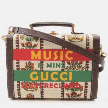 Pre Owned Gucci Brown 100 Centennial Canvas Music Is Mine Beauty Case