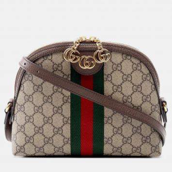 Pre Owned Gucci Beige Small GG Supreme Ophidia Dome Crossbody