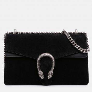 Pre Owned Gucci Black Small Velvet Dionysus Shoulder Bag