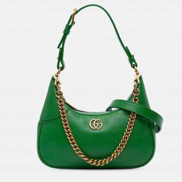 Pre Owned Gucci Green Small Leather Aphrodite Satchel