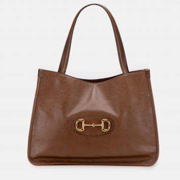 Pre Owned Gucci Brown Medium Leather Horsebit 1955 Tote