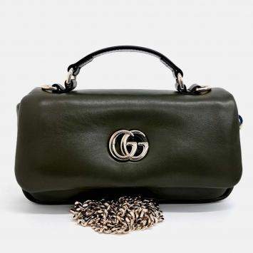 Pre Owned Gucci Black Leather GG Milano Small Top Handle Bag