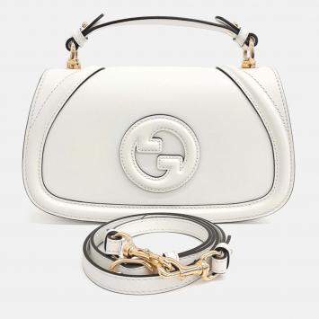 Pre Owned Gucci White Leather Blondie Medium Top Handle Bag
