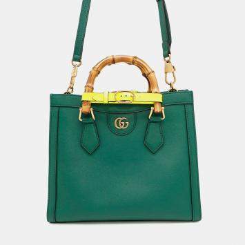 Pre Owned Gucci Diana 2Way Handbag Green Leather Size Small