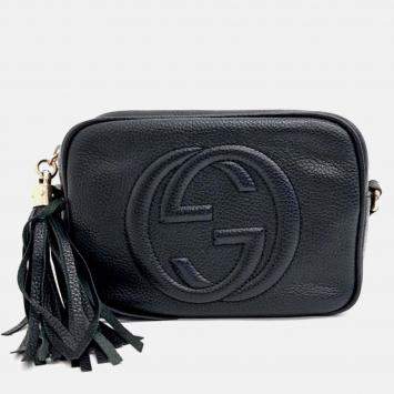 Pre Owned Gucci Black Leather Disco Bag