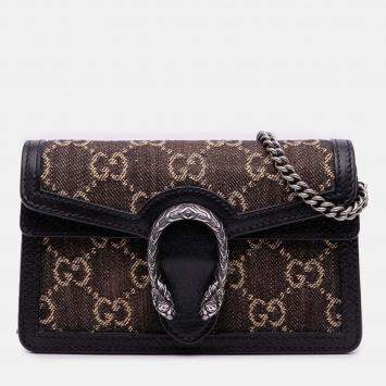 Pre Owned Gucci Brown Mini GG Denim Dionysus Crossbody