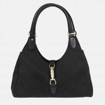 Pre Owned Gucci Black Canvas GG Jackie Handbag