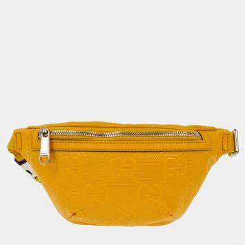 Pre Owned Gucci Yellow GG Embossed Bum Bag