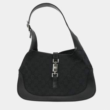 Pre Owned Gucci Black GG Jackie Hobo Handbag