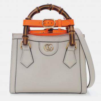 Pre Owned Gucci Mini Beige Calfskin Diana Tote Bag