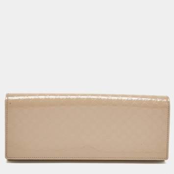Pre Owned Gucci Rose Poudre Microguccissima Patent Leather Broadway Clutch