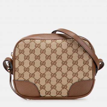 Pre Owned Gucci Beige Brown GG Canvas Bree Crossbody