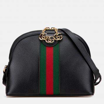 Pre Owned Gucci Black Small Calfskin Ophidia Dome Crossbody