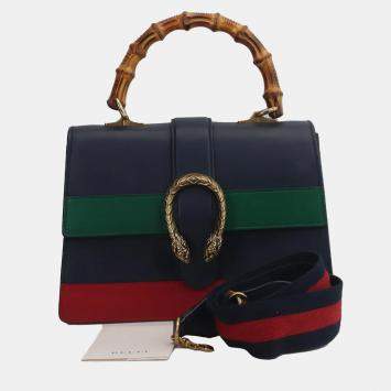Pre Owned Gucci Multicolor Medium Leather Bamboo Dionysus Web Satchel