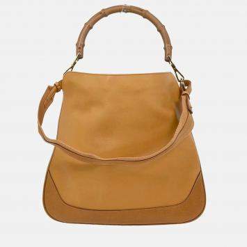Pre Owned Gucci Brown Leather Bamboo 2way Handbag