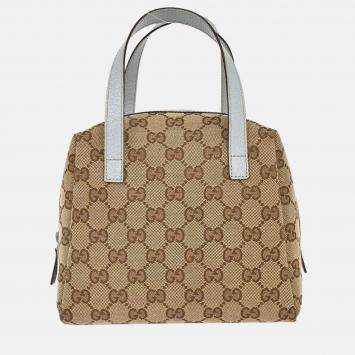 Pre Owned Gucci Beige/Light Blue GG Handbag