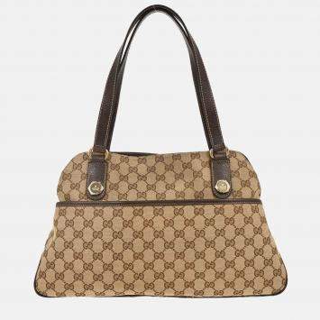 Pre Owned Gucci Beige GG Tote Handbag