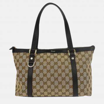 Pre Owned Gucci Beige Canvas GG Tote Handbag