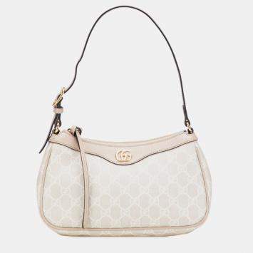 Pre Owned Gucci Grey Small GG Supreme Ophidia Shoulder Bag