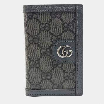 Pre Owned Gucci Grey Canvas Ophidia Card Holder