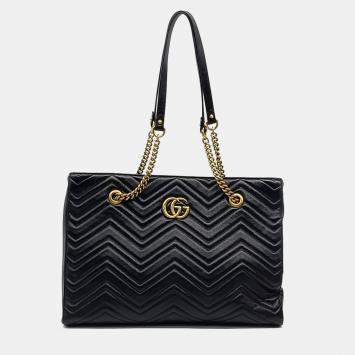 Pre Owned Gucci Black Leather Medium Matelasse Shoulder Bag