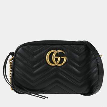 Pre Owned Gucci Black Leather Shoulder Bag