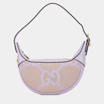 Pre Owned Gucci Beige/Purple Mini Jumbo GG Canvas Ophidia Shoulder Bag