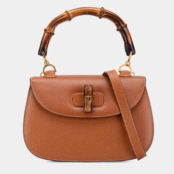 Pre Owned Gucci Brown Calfskin Bamboo Night