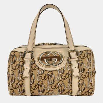 مملوكة مسبقًا Gucci Beige Canvas Interlocking Handbag