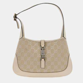 Pre Owned Gucci White GG Jackie Hobo Handbag 001ï½¥3735 001998