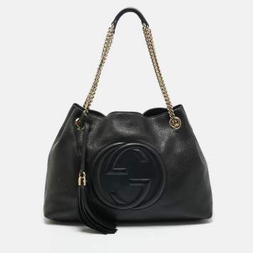 Pre Owned Gucci Black Leather Medium Soho Chain Shoulder Bag