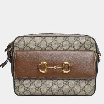 Pre Owned Gucci Small GG Supreme Horsebit 1955 Shoulder Bag