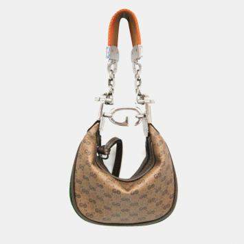 Pre Owned Gucci Mini Pouch PVC Leather Handbag Shoulder Bag Beige
