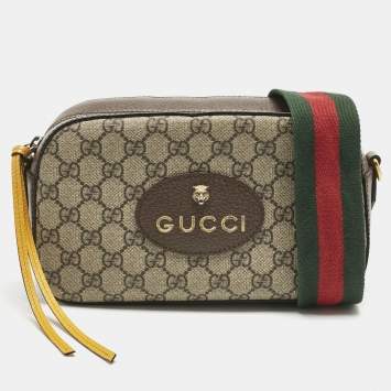 Pre Owned Gucci Beige/Brown GG Supreme Canvas and Leather Neo Vintage Camera Crossbody Bag