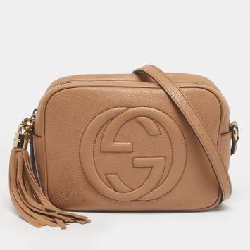 Pre Owned Gucci Beige Leather Soho Disco Camera Crossbody Bag