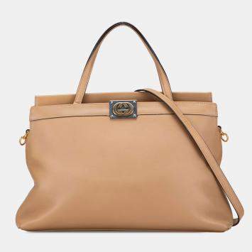 Pre Owned Gucci Brown Small Leather Linea Matisse Satchel