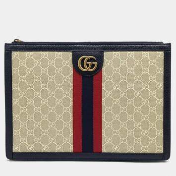 Pre Owned Gucci Multicolor Coated Canvas Ophidia Portfolio Case