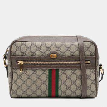 Pre Owned Gucci Brown GG Supreme Ophidia Crossbody