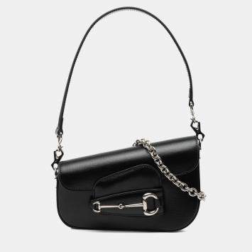 Pre Owned Gucci Brown Mini Leather Asymmetric Horsebit 1955 Satchel
