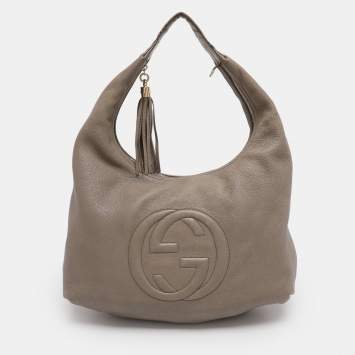 Pre Owned Gucci Taupe Leather Soho Disco Hobo