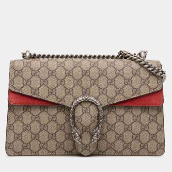 Pre Owned Gucci Brown Medium GG Supreme Dionysus Shoulder Bag