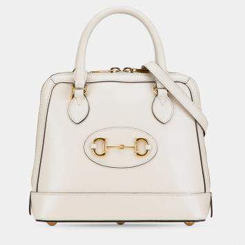 Pre Owned Gucci White Small Leather Horsebit 1955 Satchel
