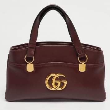 Pre Owned Gucci Burgundy Leather Arli Tote